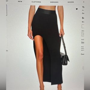 Revolve black midi slit skirt
